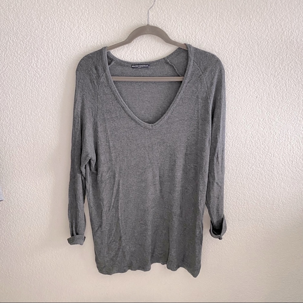 Brandy Melville dark grey v neck sweater
